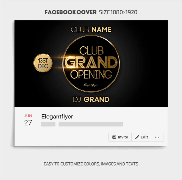 Black and Gold Luxury Club Grand Opening Free Social Media Template PSD