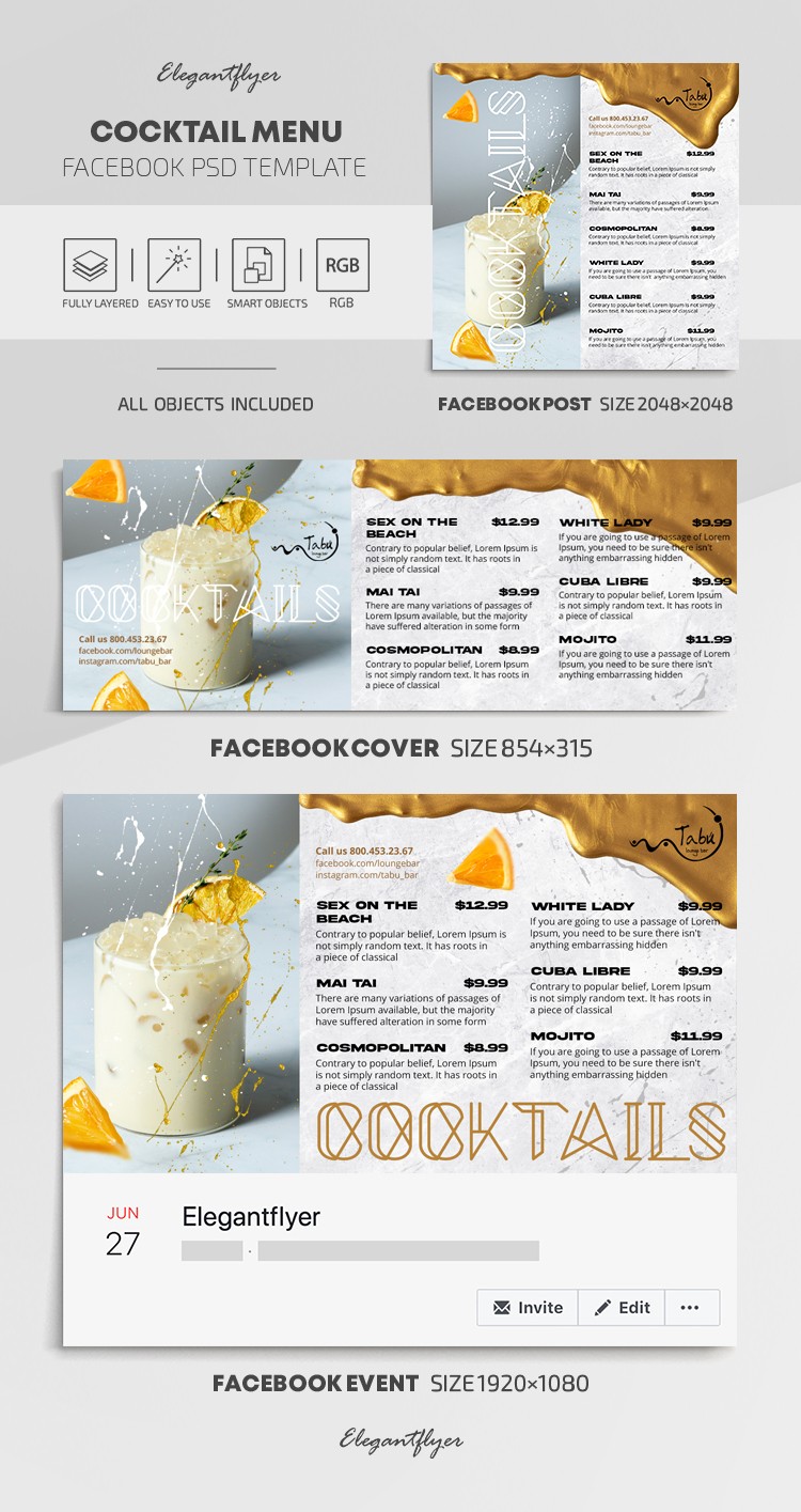 Menu des cocktails by ElegantFlyer