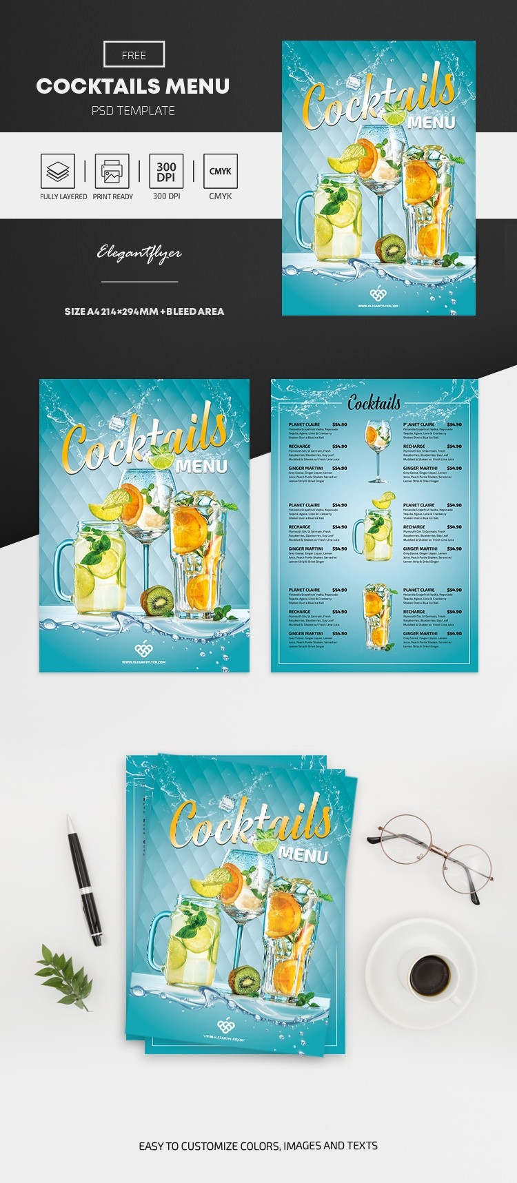 Cocktail-Menü by ElegantFlyer