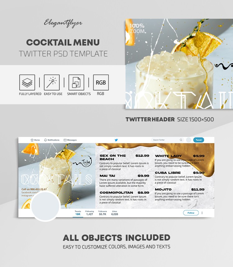 Menu koktajli by ElegantFlyer