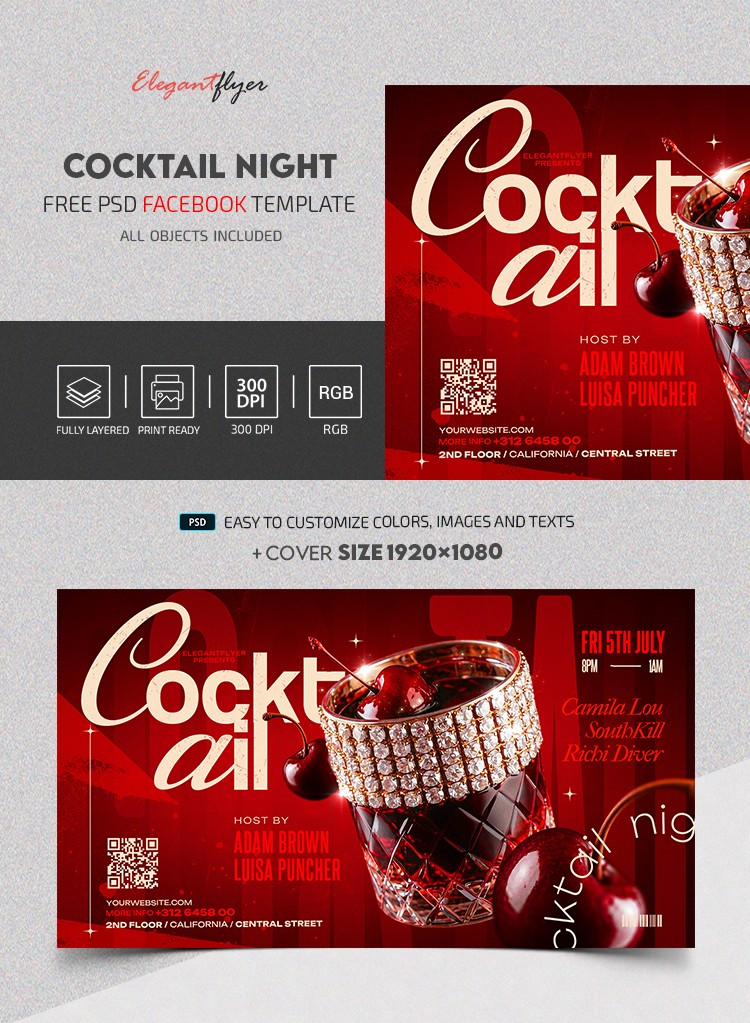 Noite de Coquetel Postagem do Facebook by ElegantFlyer