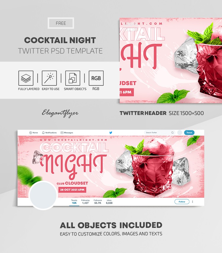 Cocktail Nacht Twitter by ElegantFlyer