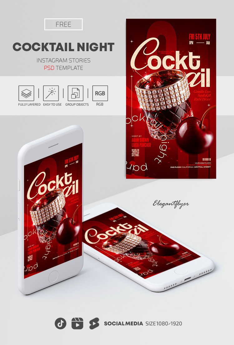 Noite de coquetel no Instagram Reel by ElegantFlyer