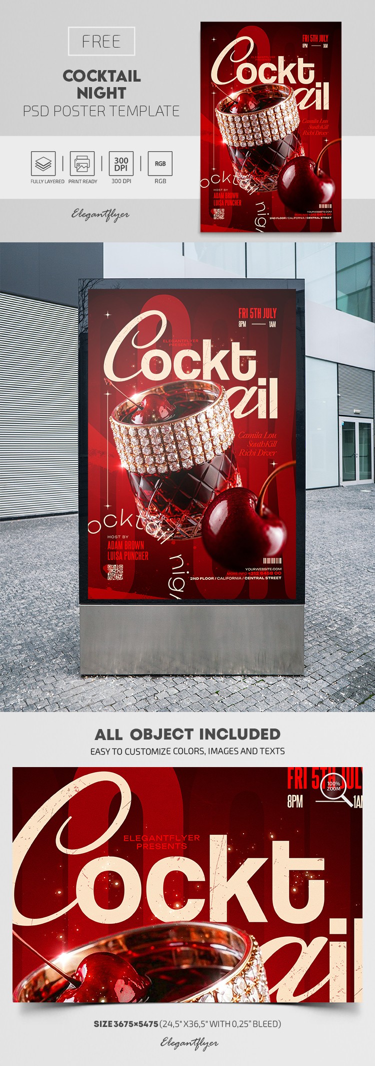 Cartaz da Noite de Coquetéis by ElegantFlyer