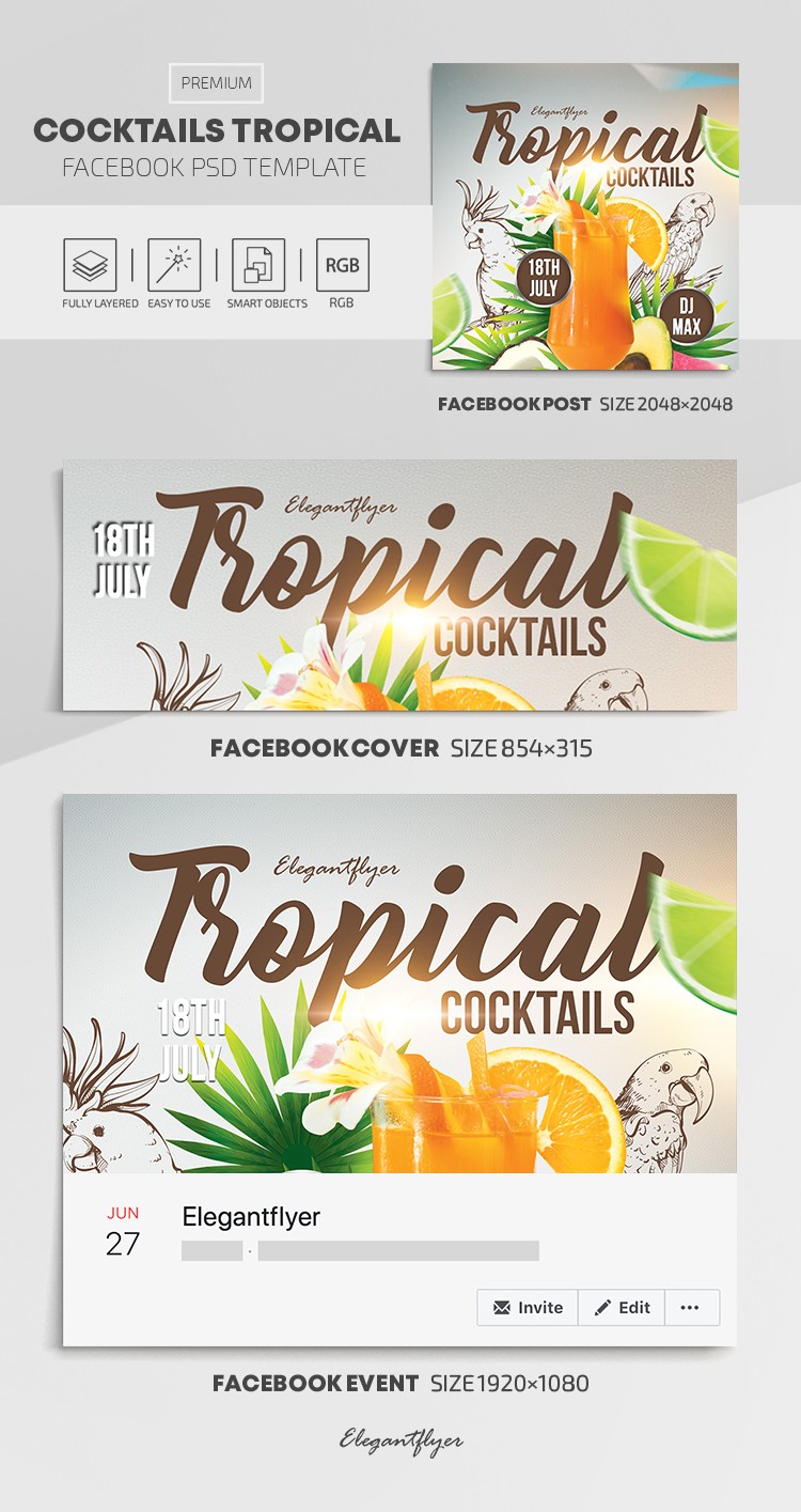 Cócteles Tropicales Facebook by ElegantFlyer