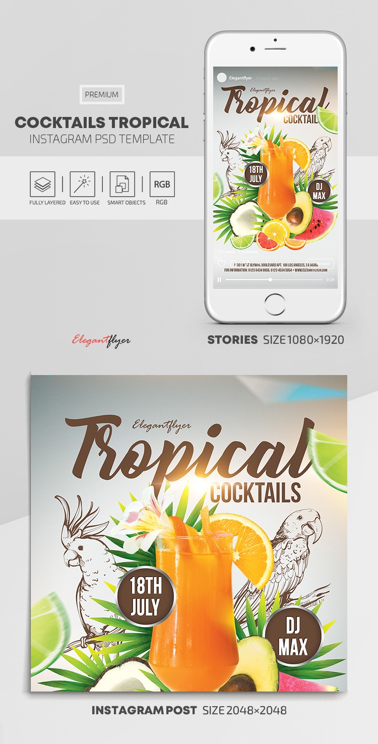 Cocktails Tropicaux Instagram by ElegantFlyer