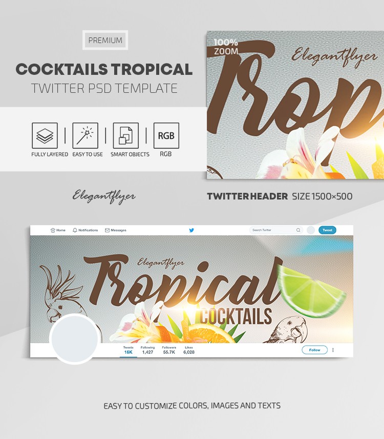 Cocktails Tropical Twitter by ElegantFlyer