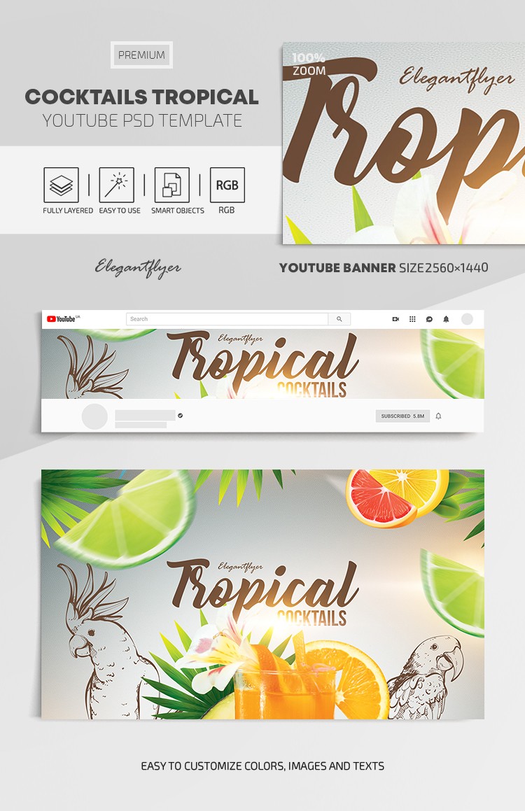 Cocktails Tropical Youtube by ElegantFlyer