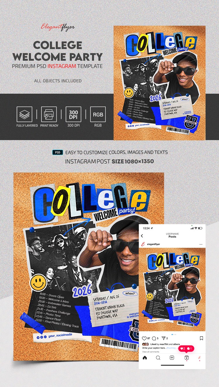 College Welcome Party Instagram Post by ElegantFlyer