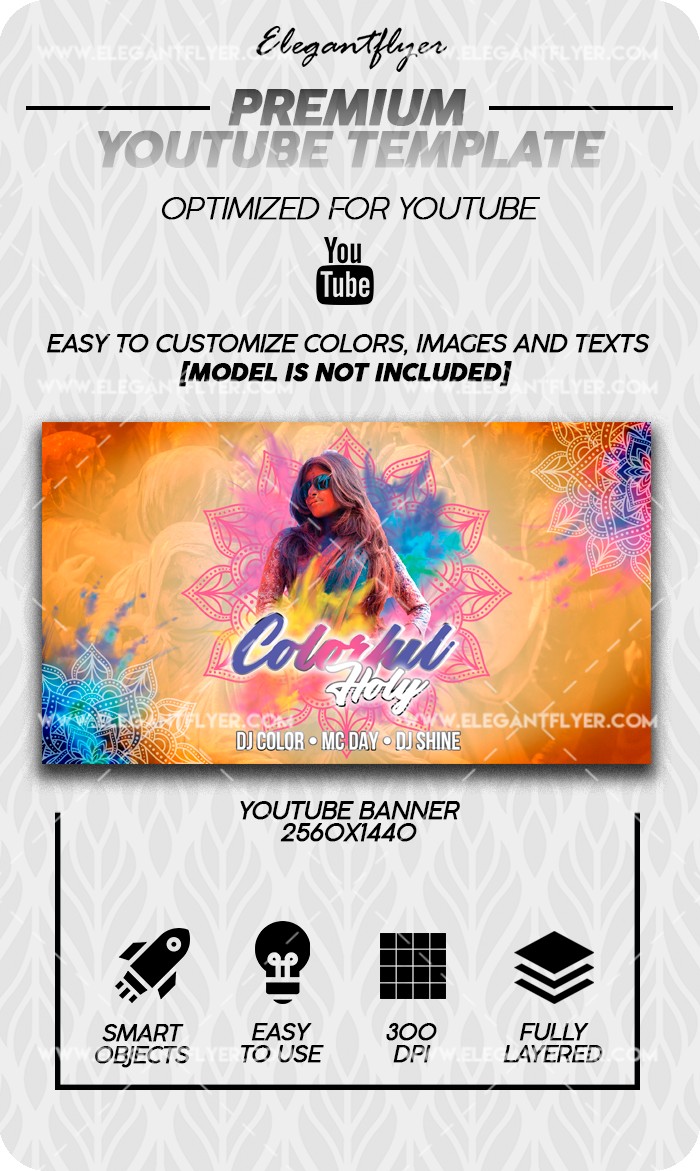 Colorful Holi Youtube by ElegantFlyer
