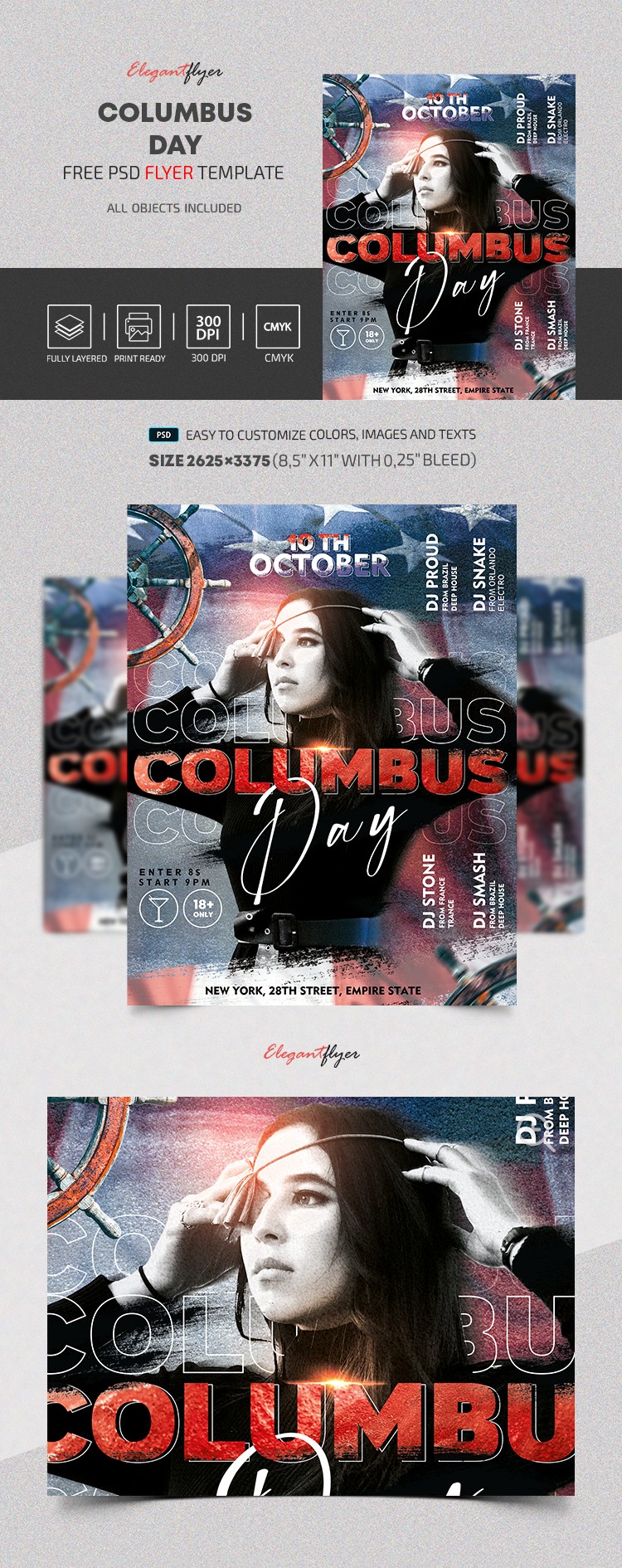 Columbus Day Flyer -- Dépliant du Jour de Colomb by ElegantFlyer