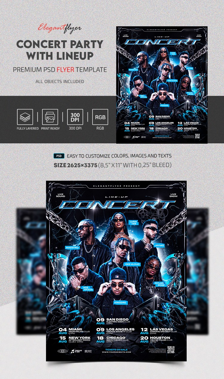 Concert Party with Lineup Flyer by ElegantFlyer
