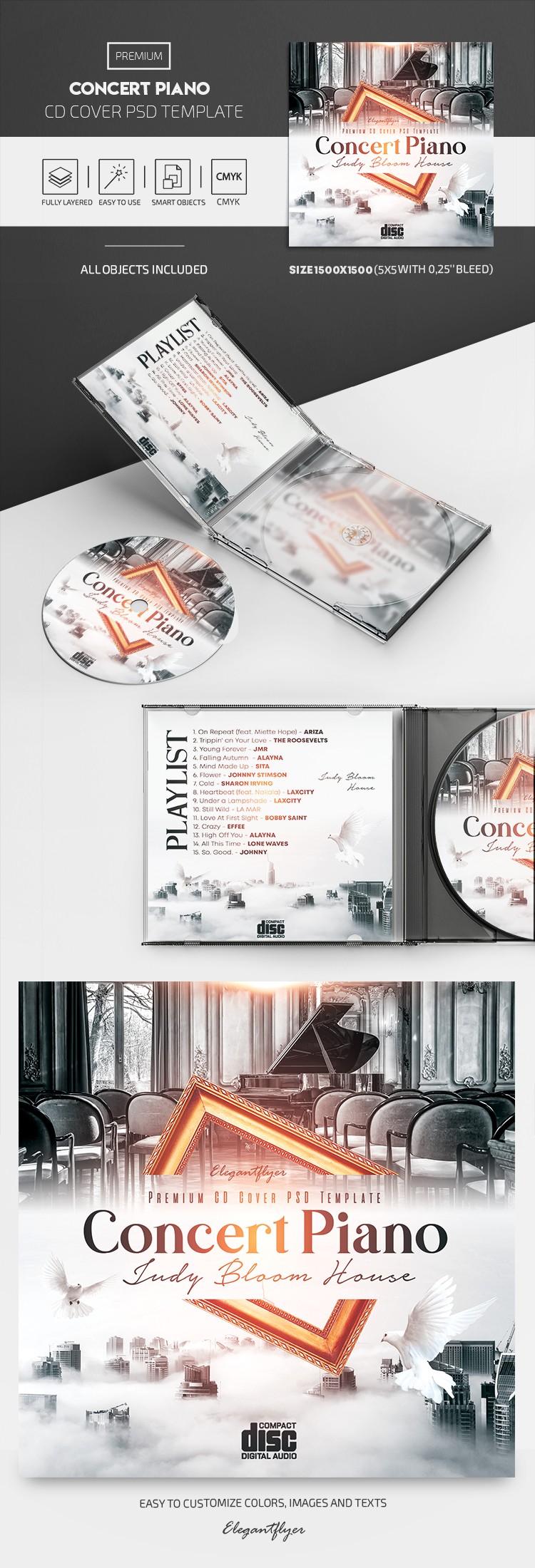 Okładka CD koncertowego na pianino by ElegantFlyer