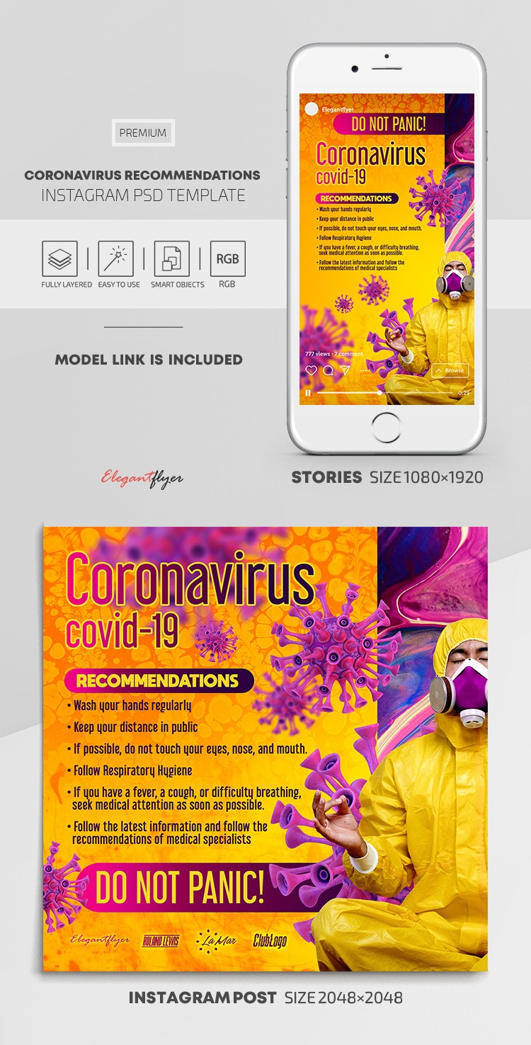Recomendações sobre o Coronavírus no Instagram by ElegantFlyer