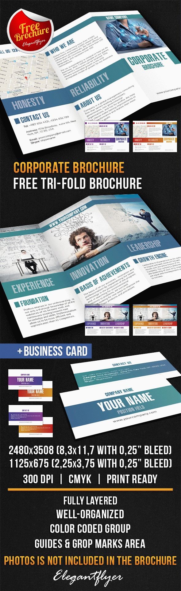 Design de Folheto Corporativo Tríptico V02. by ElegantFlyer