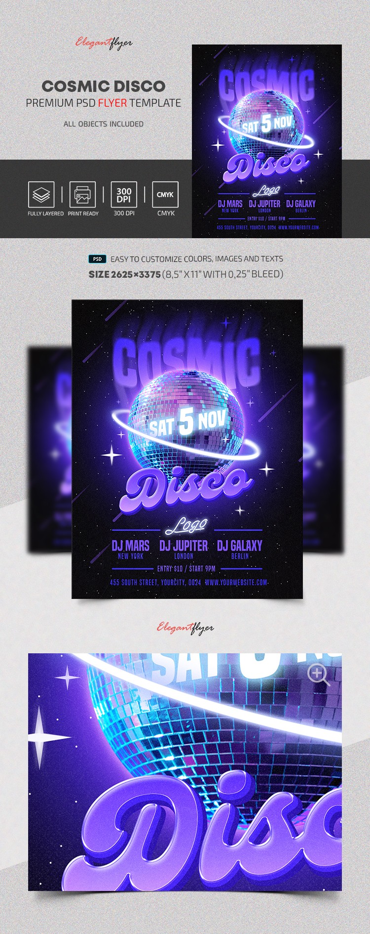 Volantino Cosmic Disco by ElegantFlyer