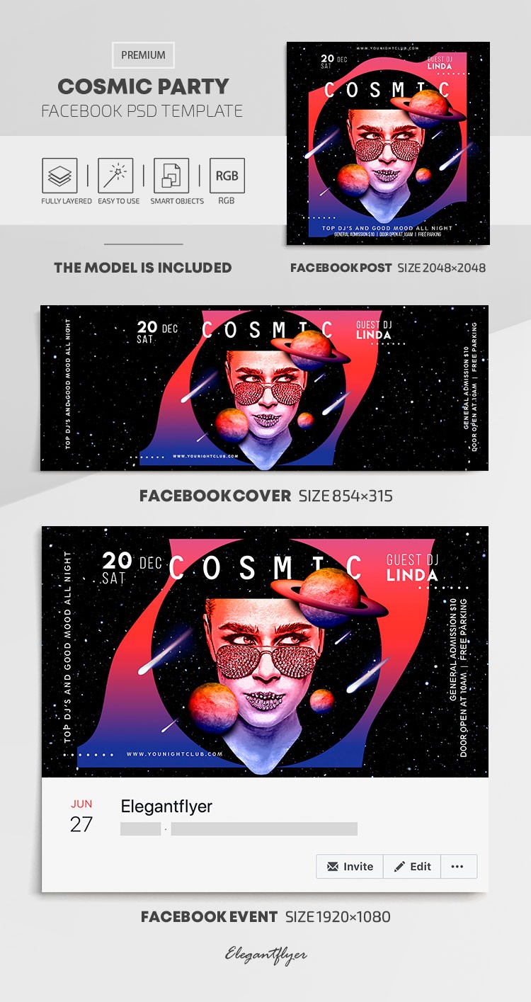 Kosmische Party Facebook by ElegantFlyer
