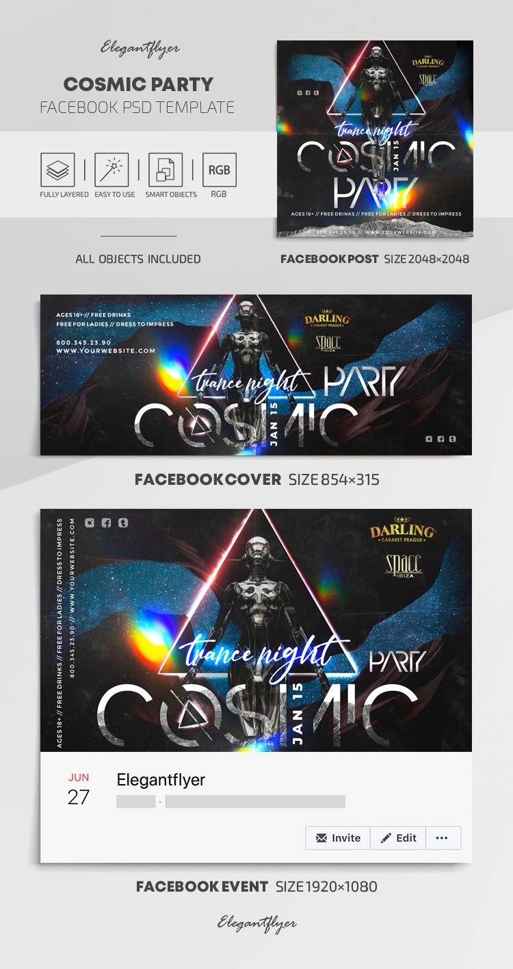 Cosmic Party Facebook --> Fête cosmique sur Facebook by ElegantFlyer