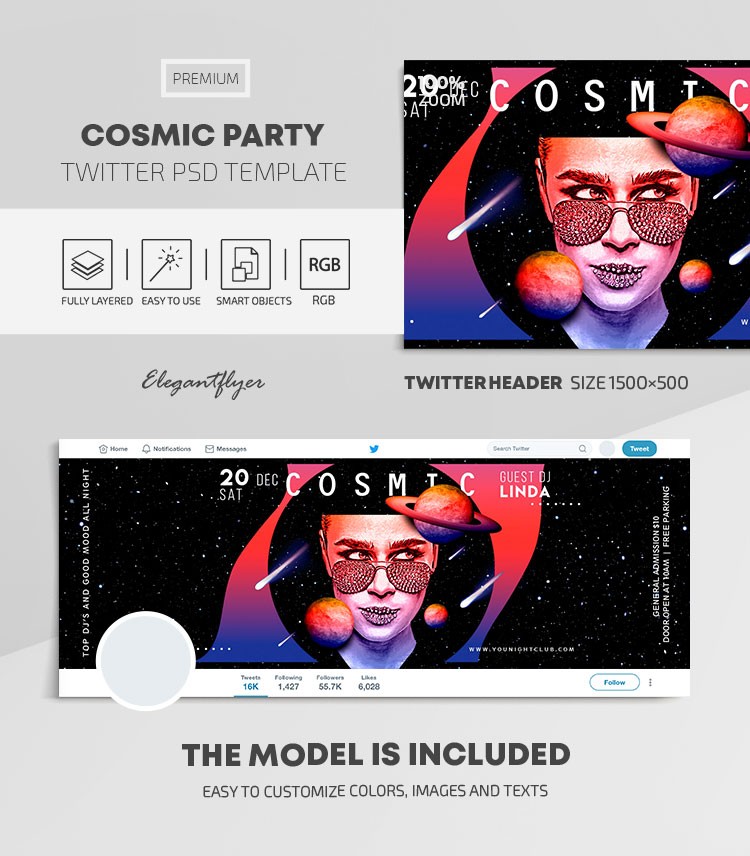 Cosmic Party Twitter -> Twitter de la fête cosmique by ElegantFlyer