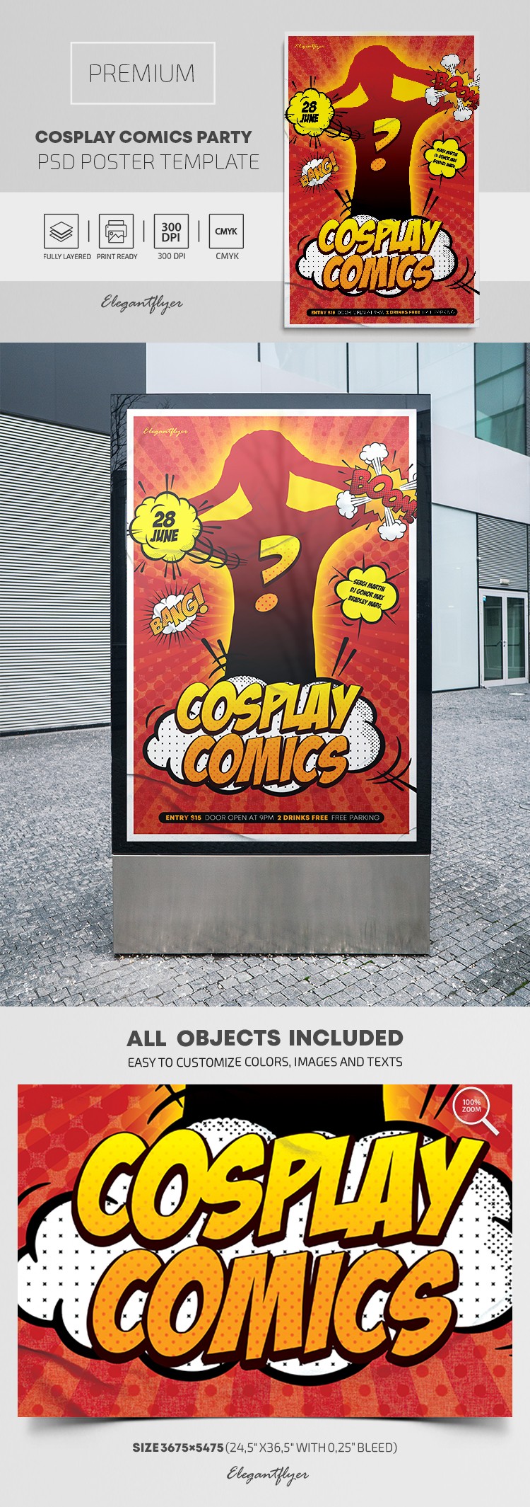Plakat imprezy Cosplay Comics. by ElegantFlyer