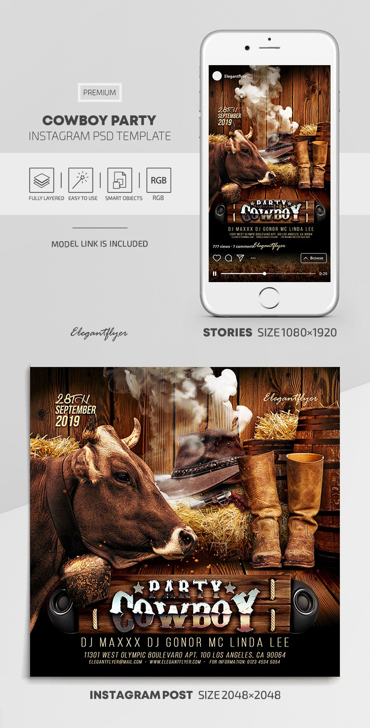 Festa del Cowboy Instagram by ElegantFlyer