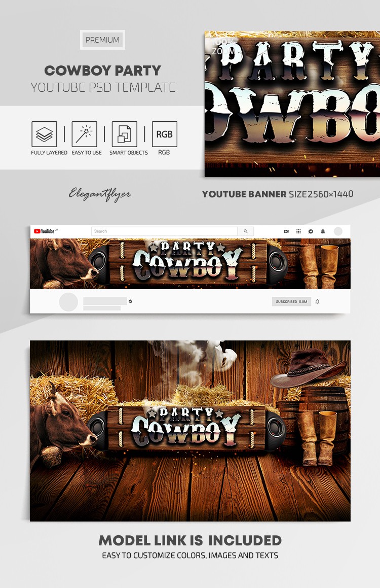 Cowboy Party Youtube by ElegantFlyer
