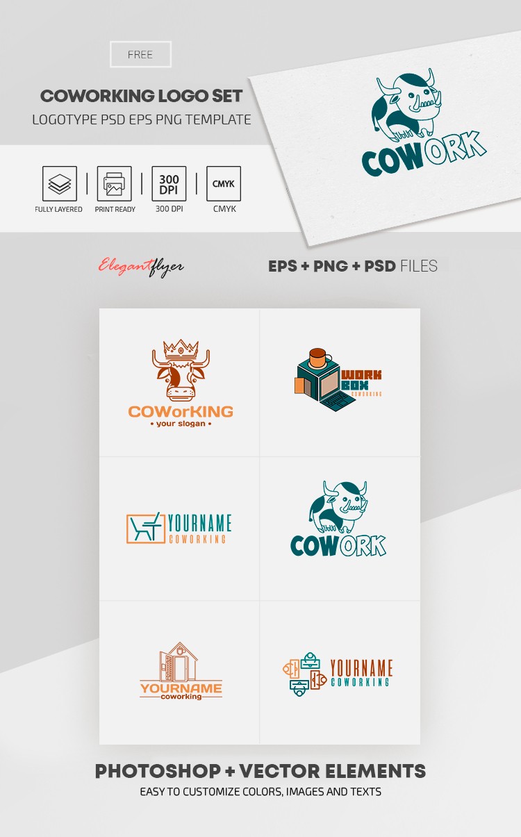 Ensemble de logos pour le coworking by ElegantFlyer