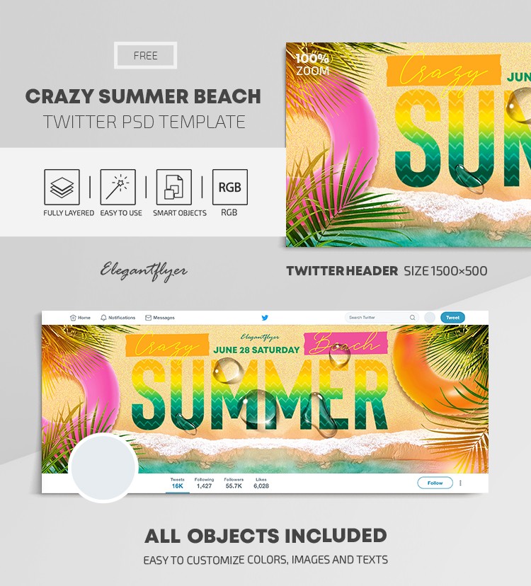 Szalony letni plażowy Twitter. by ElegantFlyer