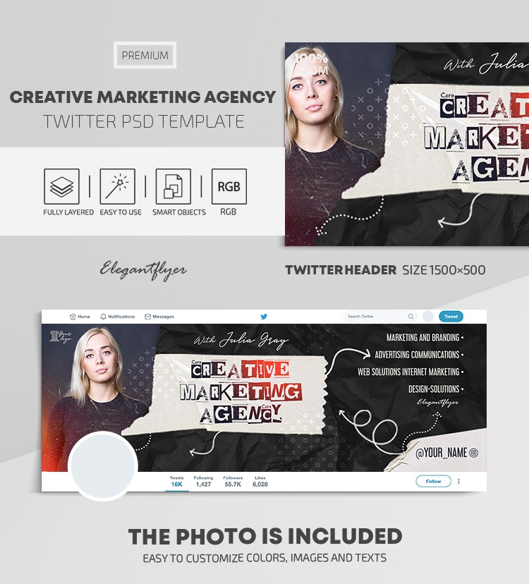 Twitter di un'agenzia di marketing creativo by ElegantFlyer