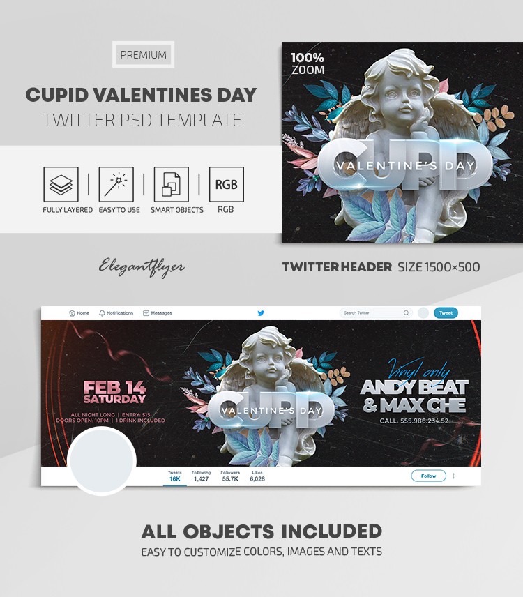 Cupid Valentines Day Twitter by ElegantFlyer