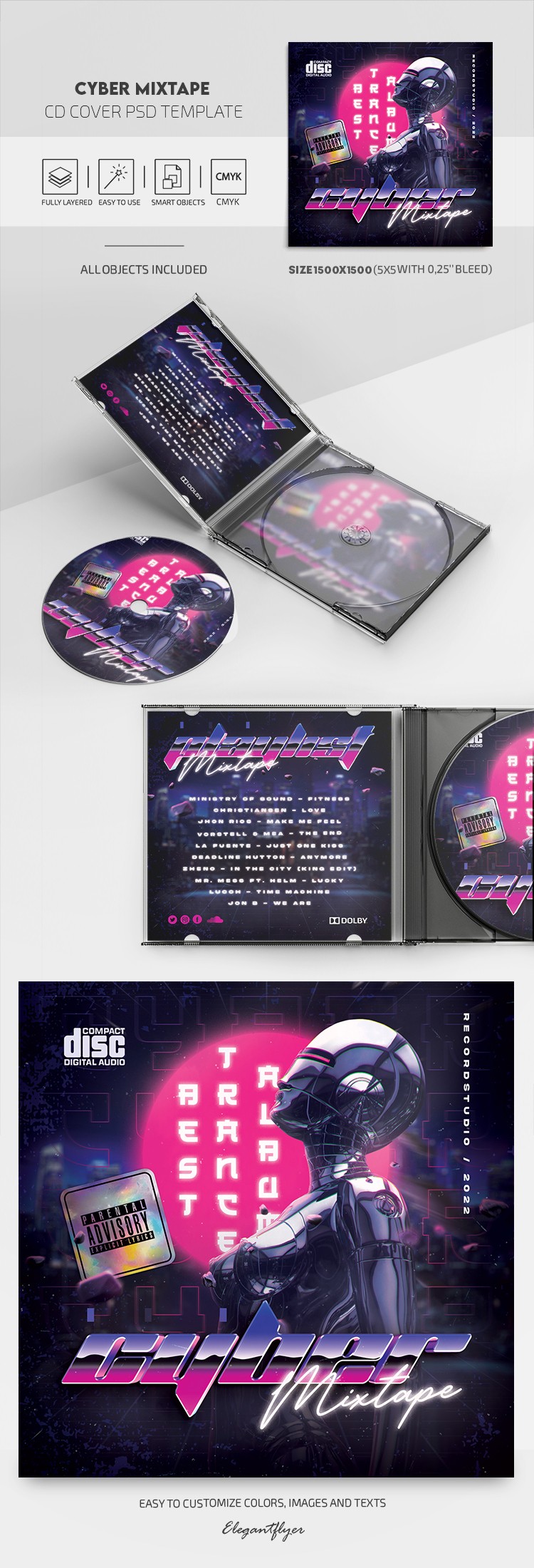 Portada del CD Cyber Mixtape by ElegantFlyer