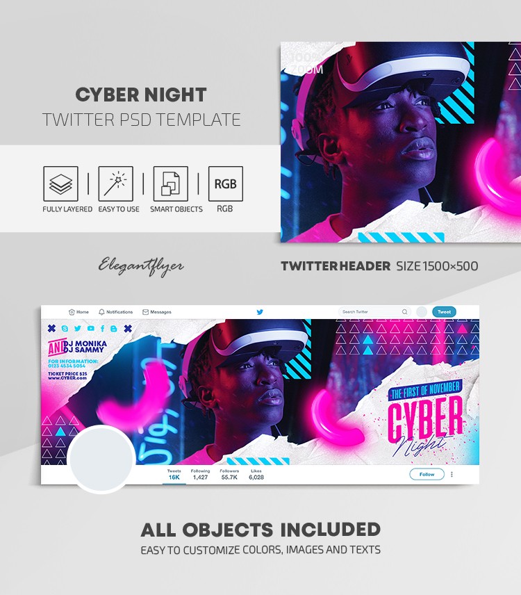 Cyber Night Twitter by ElegantFlyer