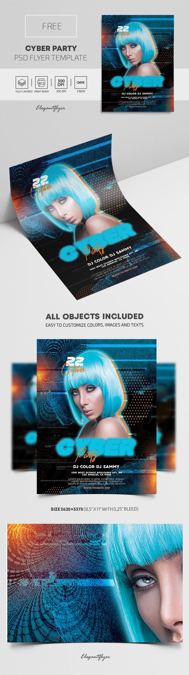 Cyber Party Flyer: Plakat na cyber imprezę by ElegantFlyer