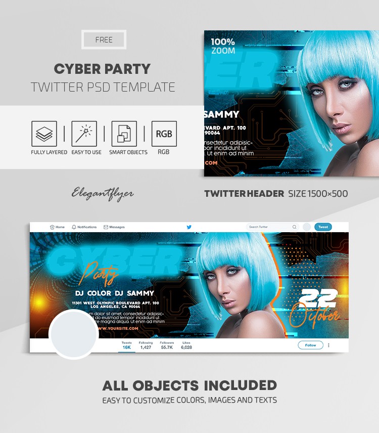 Cyber Party Twitter by ElegantFlyer