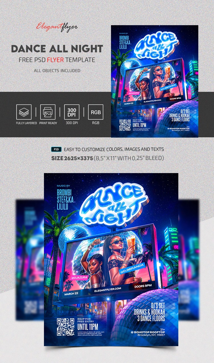 Dance All Night Party Flyer by ElegantFlyer