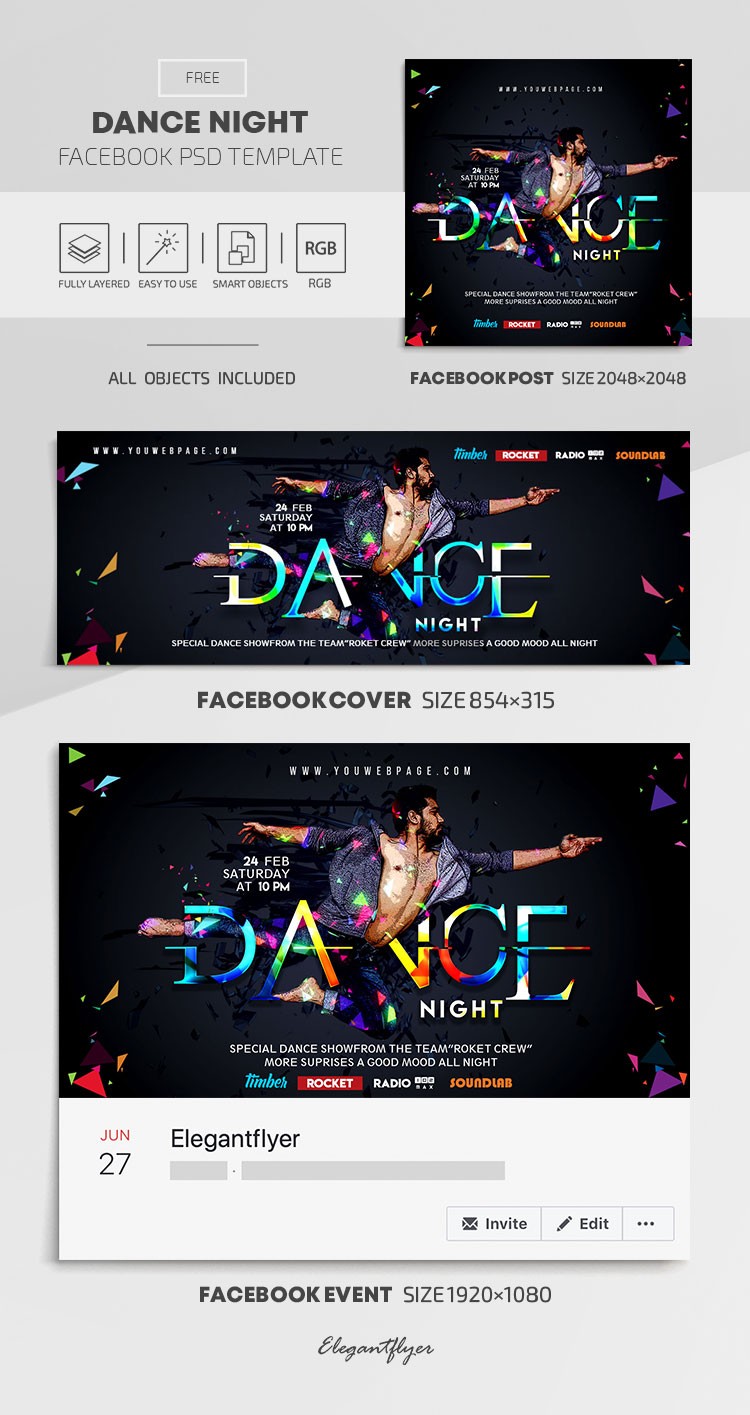 Noite de Dança no Facebook by ElegantFlyer
