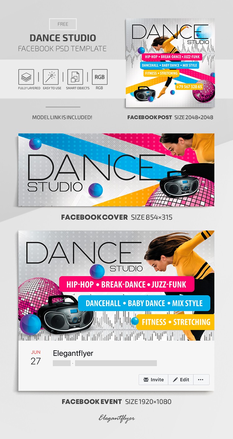 Dance Studio Facebook by ElegantFlyer