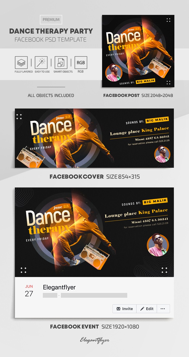 Dance Therapy Party Facebook by ElegantFlyer