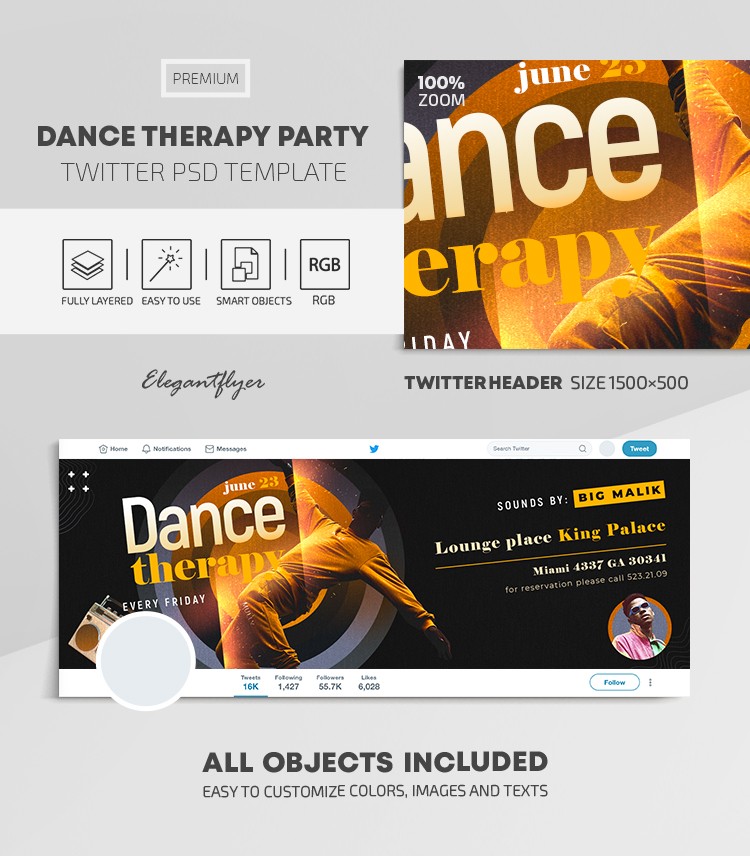 Dance Therapy Party Twitter by ElegantFlyer
