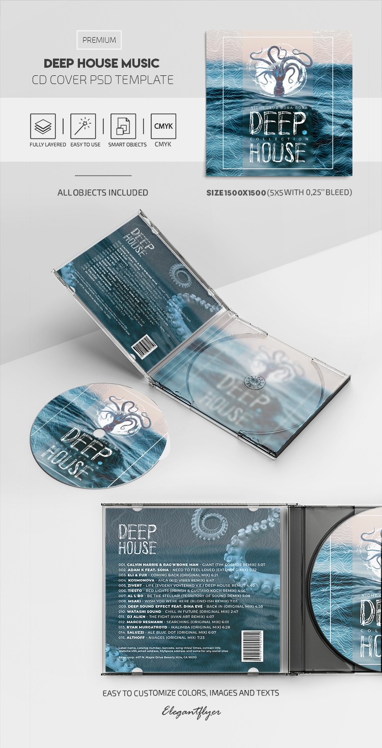 "Deep House Music CD Cover" - "Tiefer House Musik CD Cover" by ElegantFlyer