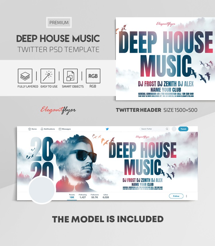 Deep House Music Twitter by ElegantFlyer