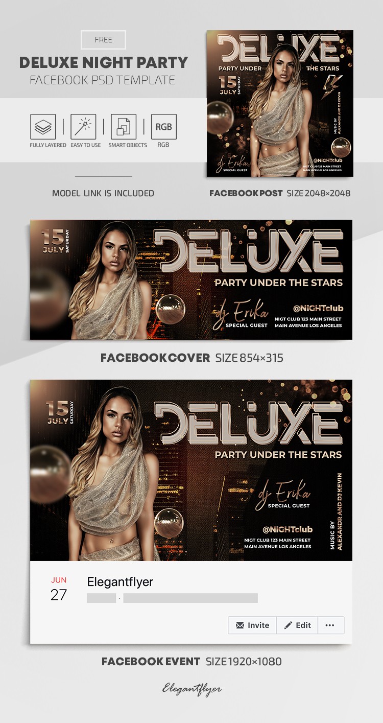 Deluxe Night Party Facebook by ElegantFlyer