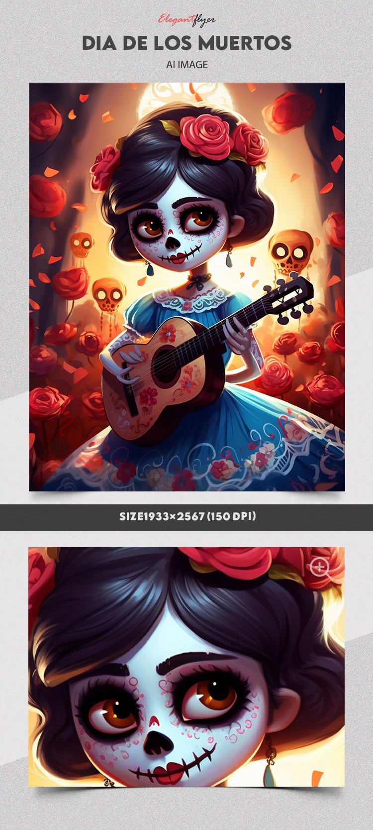 Dia de los Muertos Girl with Guitar by ElegantFlyer