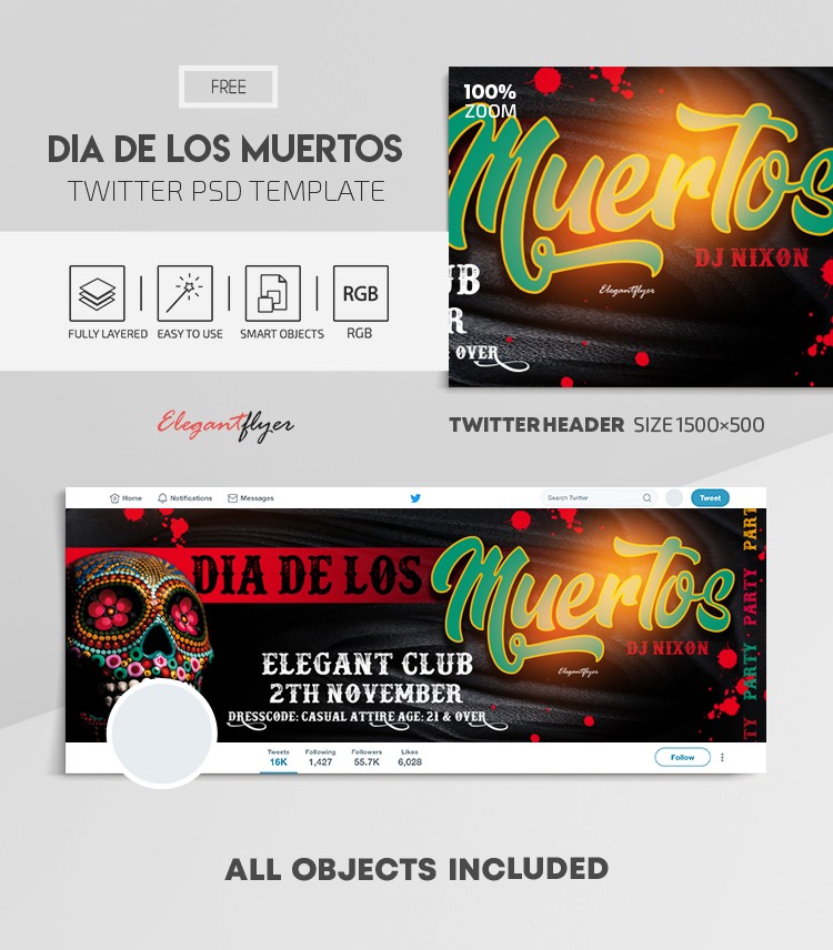 Dia de los Muertos Twitter by ElegantFlyer