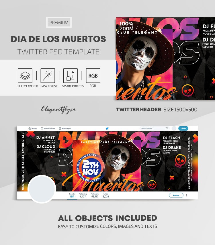 Dia de los Muertos Twitter by ElegantFlyer