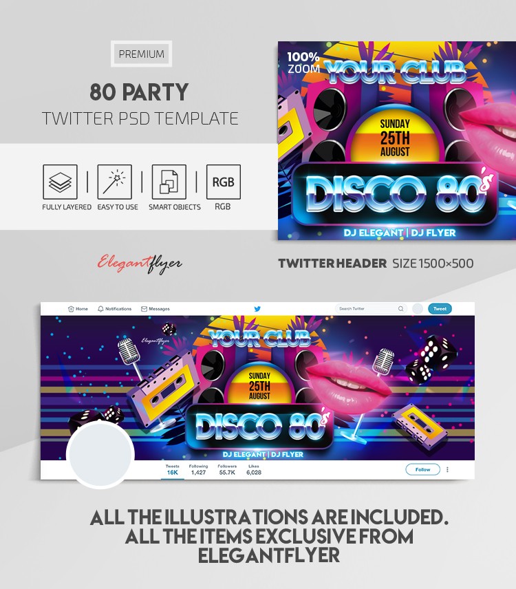 Disco 80 Twitter by ElegantFlyer