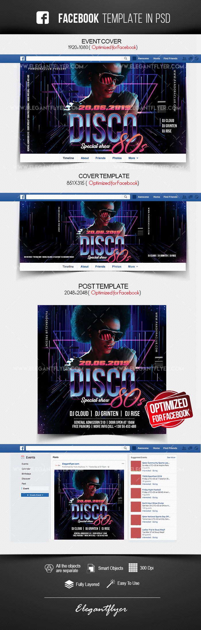 Disco 80s Facebook by ElegantFlyer