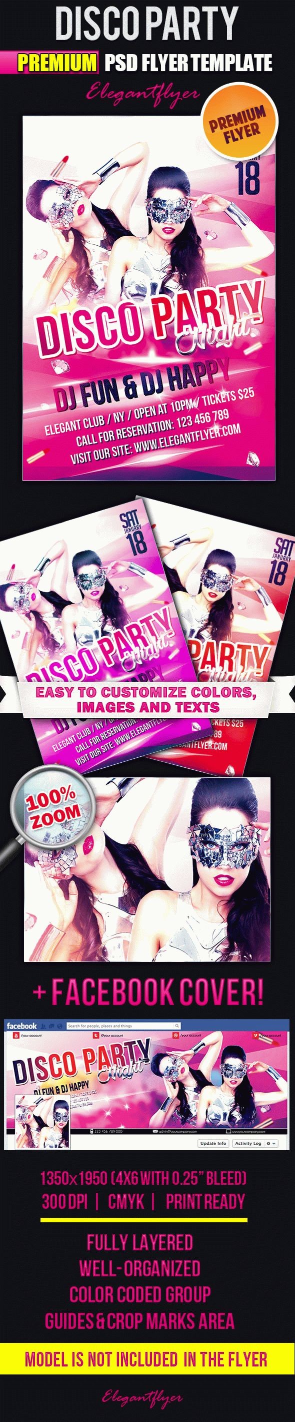 Disco Party Flyer by ElegantFlyer