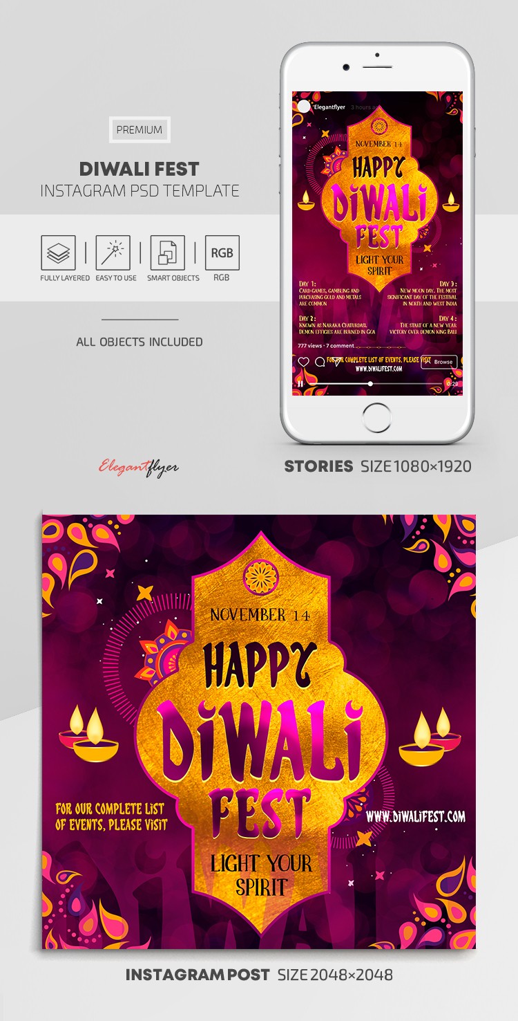 Diwali节的Instagram by ElegantFlyer
