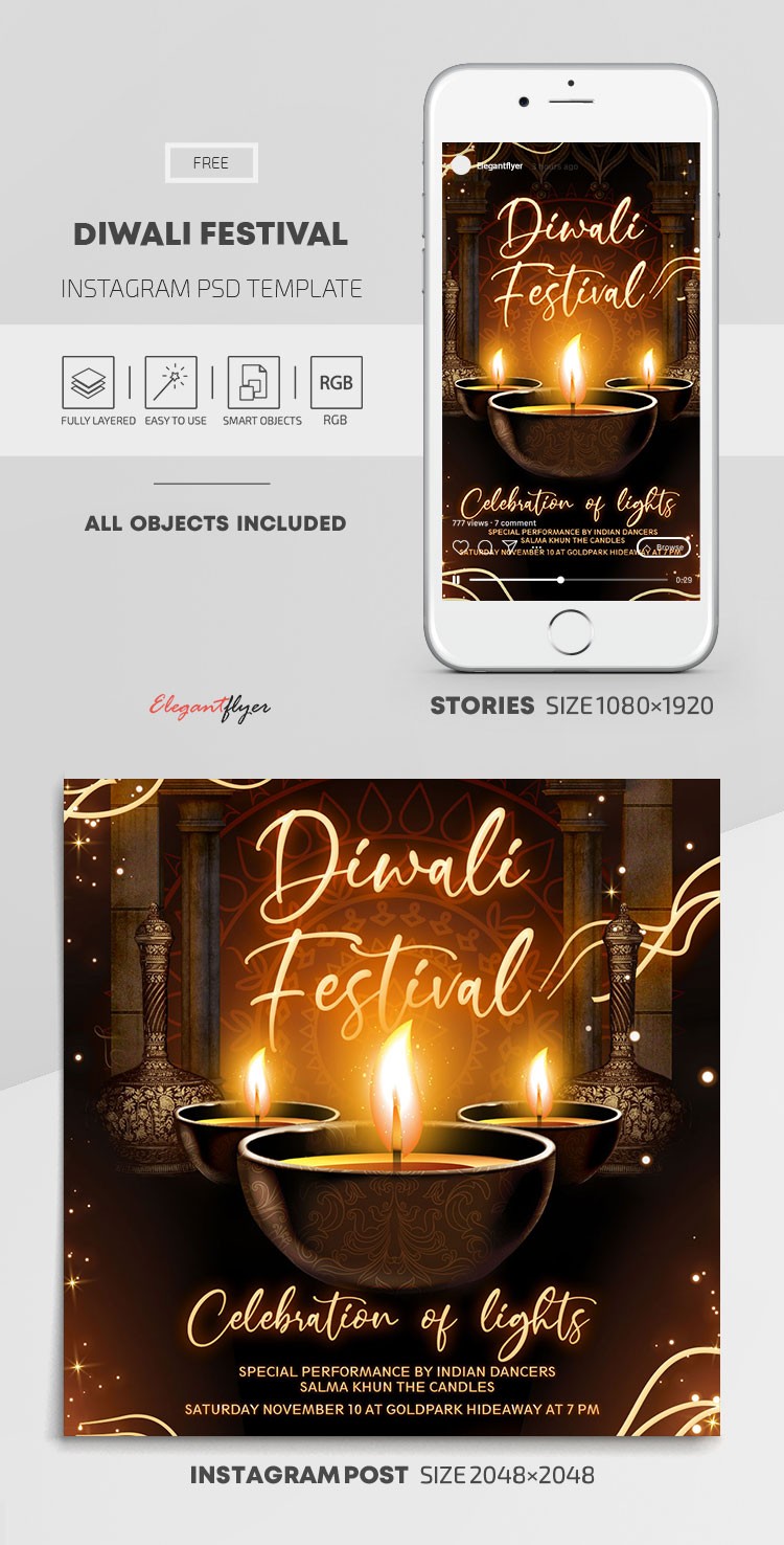 Diwali Festival Instagram: Instagram Festival Diwali by ElegantFlyer